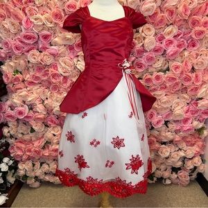 Little Girls Tea Length Red Dress